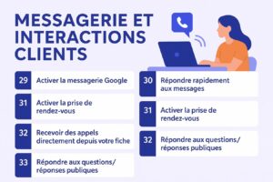 Messagerie et intéractions clients sur fiche d'établissement Google
